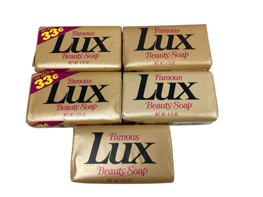 Vintage LUX Famous Beauty Soap White Bar Gold TV Movie Prop Vintage NOS Lot of 5